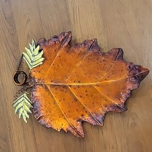 Tii Collections 3D metal leaf tray or wall hanging orange copper gold Excellent